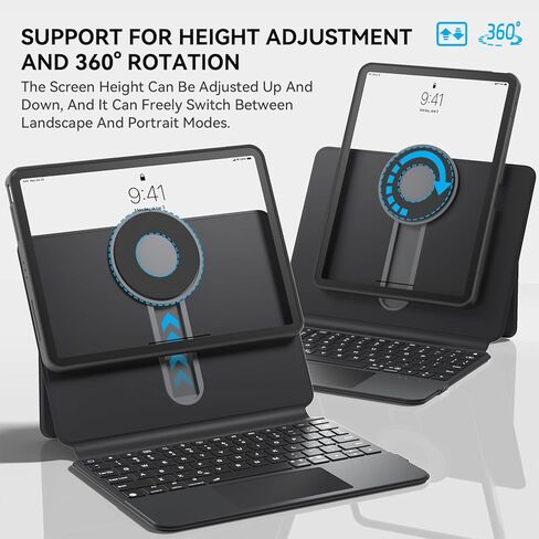 حالة لوحة المفاتيح اللاسلكية لـ iPad Pro12.9-in (1-4 Gen) و iPad Air 13-In. (M3/M2) ، 360 ° Dotting Folio Folio Case w/touchpad ، مفاتيح الإضاءة الخلفية ، حامل قلم رصاص ، لوحة مفاتيح على طراز الكمبيوتر المحمول ، أبيض in Kuwait