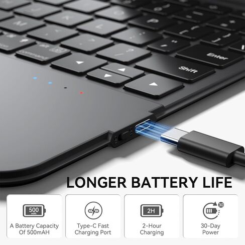 حالة لوحة المفاتيح اللاسلكية لـ iPad Pro12.9-in (1-4 Gen) و iPad Air 13-In. (M3/M2) ، 360 ° Dotting Folio Folio Case w/touchpad ، مفاتيح الإضاءة الخلفية ، حامل قلم رصاص ، لوحة مفاتيح على طراز الكمبيوتر المحمول ، أبيض in Kuwait