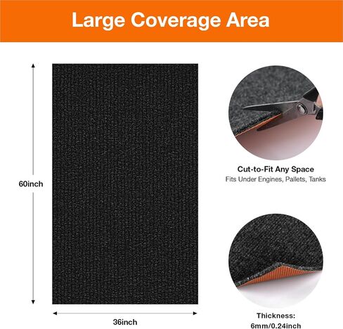 Oil Spill Mat Heavy Duty 60"x72" for Garage Under Car - Waterproof, Reusable Floor Protector with Rubber Backing, Absorbs Oil(Dark Gray) in Saudi Arabia