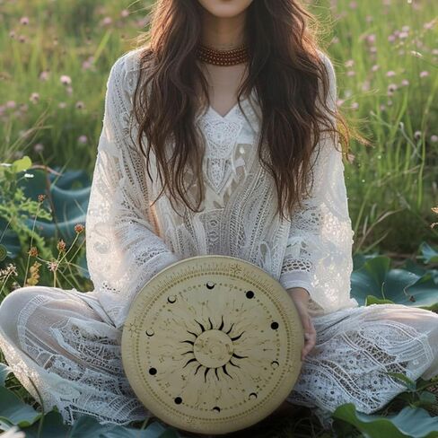 12 Inch Wooden Ocean Drum Rain Disk, Sound Healing Wave Drum, Hand Disc Drum, with Portable Storage Bag, Gift for Meditation, Pleasant Sound Release Pressure in Saudi Arabia