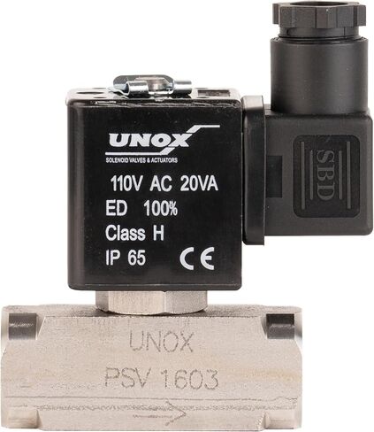 UNOX 3/8" NPT Electric Solenoid Valve 110V AC, Stainless Steel AISI316 Control Valve Normally Closed - 0-16 Bar Multi-Purpose Reliable Control Valve for Water, Air, and Gas - Solenoid Valves in Saudi Arabia