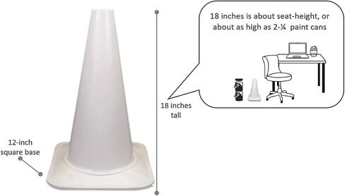 White Sport Cone: 18" High, 12" Square Base, 2.5 lb Weight in Kuwait