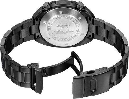 BERNY Automatic Watch for Men 200M Waterproof Dive Watch Men's Analog Mechanical Wristwatch with Super Luminous Full Stainless Steel, AR Coating Sapphire Crystal Date Calender Fashion Birthday Present in Saudi Arabia