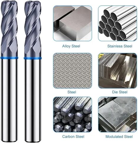 طلاء حلقة اللون Tungsten الصلب كربيد 4f endmills جولة القطع الأنف للأدوات الميكانيكية CNC TGB-HRC65 (8R1.0X35CX8DX100L) in Kuwait