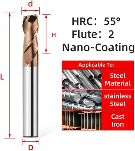 HRC55 4 Flutes Alloy Tungsten Steel Milling Carbide End Mills Cuttering Cutting Tool for CNC Maching Coating Flat End Mill(D1.5xD4x4x50L,1pc HRC65 2F) in Saudi Arabia