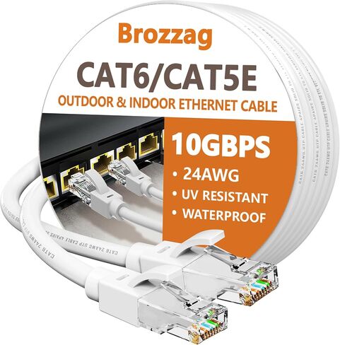 Ethernet Cable 6ft-10pack Cat5E/Cat6, 24AWG Pure Copper Direct Burial, 10Gbps 550MHz RJ45 Patch LAN Cord Waterproof UV-Resistant, Outdoor&Indoor, Internet Cable for Router, Modem, PC, Streaming -Black in Saudi Arabia