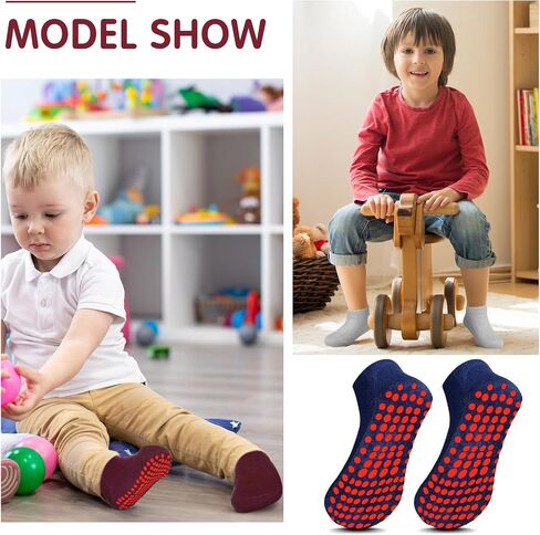 Geyoga 12 Pairs Kids Non Slip Socks Ankle Grip Anti Skid Socks for Boys Toddlers Girls (Multicolor,5-11 Years) in Saudi Arabia