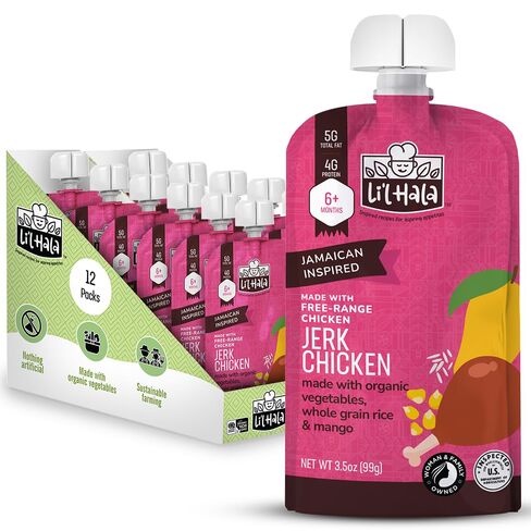 Li’l Hala Jamaican-Inspired Jerk Chicken – Organic Baby or Toddler Food Pouch (6+ Months) – Free-Range Chicken & Organic Vegetables – No Added Hormones – 3.5 oz - Pack of 12 Pouches in Kuwait