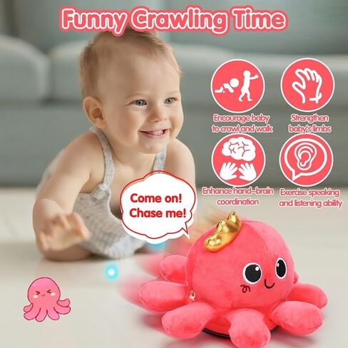Tsomtto Baby Boy Toys Plush Octopus Crawling & Walking Musical Toy Light up Voice Control Dancing Infant Toys Boys Girls Newborn Tummy Time Toys Babies Boy Birthday Christmas First Shower Gifts in Saudi Arabia