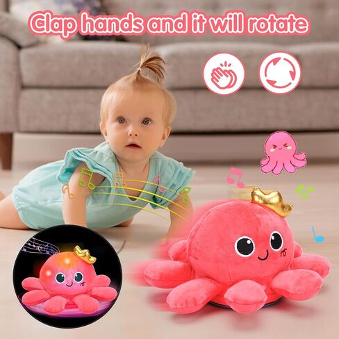 Tsomtto Baby Boy Toys Plush Octopus Crawling & Walking Musical Toy Light up Voice Control Dancing Infant Toys Boys Girls Newborn Tummy Time Toys Babies Boy Birthday Christmas First Shower Gifts in Saudi Arabia