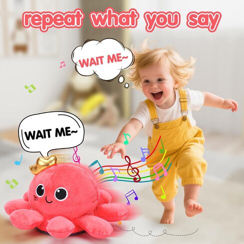 Tsomtto Baby Boy Toys Plush Octopus Crawling & Walking Musical Toy Light up Voice Control Dancing Infant Toys Boys Girls Newborn Tummy Time Toys Babies Boy Birthday Christmas First Shower Gifts in Saudi Arabia