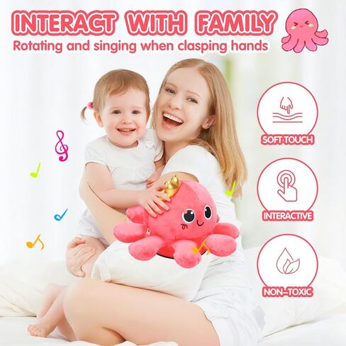 Tsomtto Baby Boy Toys Plush Octopus Crawling & Walking Musical Toy Light up Voice Control Dancing Infant Toys Boys Girls Newborn Tummy Time Toys Babies Boy Birthday Christmas First Shower Gifts in Saudi Arabia