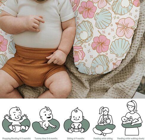 Watercolor Girl Beach Days Baby Nursing Pillow Covers for Boy Girl Summer Seaside Nursing Pillow Slipcovers for Breastfeeding Pillows Beach Vacation Holiday Soft Stretchy Cover for Newborn Infant in Saudi Arabia
