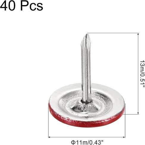 uxcell 40Pcs Upholstery Tacks, 11mmx13mm Flat Head Decorative Furniture Nails Thumb Tack for Furniture Sofa Headboards, White in Saudi Arabia