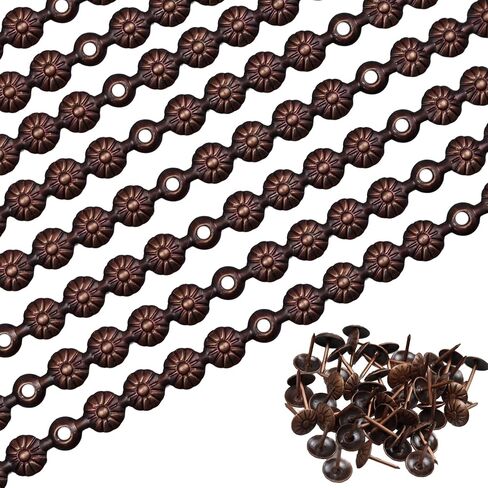 10pcs 1 متر من التنجيد شرائح ، شرائط الأظافر الزخرفية تقليم للأريكة ، اللوح الأمامي ، أثاث الكرسي مع مسار واحد (زهرة بنية حمراء d11mm) in Kuwait