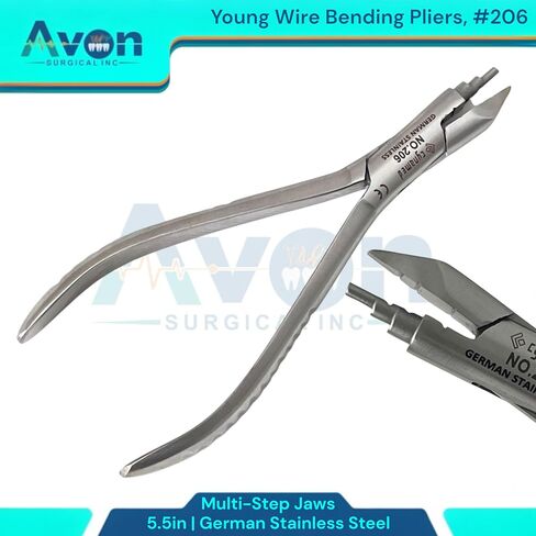 5.5in (13.97cm) Young Pliers Wire Bending and Loop Forming Tool, Multi-Step Jaws with Closing Grooves, No. 206 - German Stainless Steel Dental Instruments in Saudi Arabia