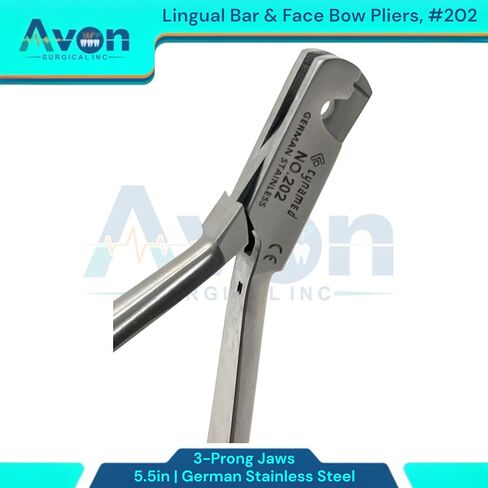 5.5in Lingual Bar & Face Bow Pliers, 3-Prong, Ortho, Dental - German Stainless Steel Wire Bending Dental Pliers, Autoclave-Safe (#202) in Saudi Arabia