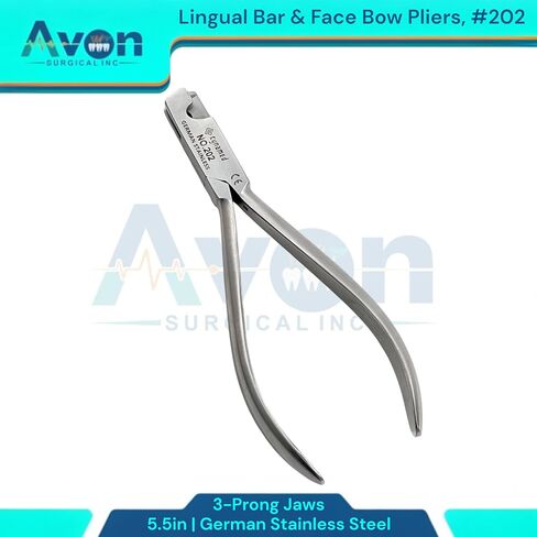 5.5in Lingual Bar & Face Bow Pliers, 3-Prong, Ortho, Dental - German Stainless Steel Wire Bending Dental Pliers, Autoclave-Safe (#202) in Saudi Arabia