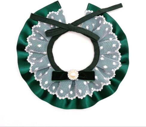 Dog Cat Satin Collar Ruffle, Double Layer Puppy Kitten Scarf Necklace Luxurious Lace Neck Strap with Glossy Bowtie for Pet Birthday Party Holiday Christmas Costume (M,Wine Red) in Saudi Arabia
