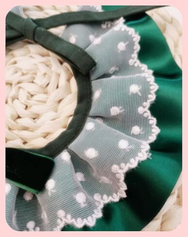 Dog Cat Satin Collar Ruffle, Double Layer Puppy Kitten Scarf Necklace Luxurious Lace Neck Strap with Glossy Bowtie for Pet Birthday Party Holiday Christmas Costume (M,Wine Red) in Saudi Arabia