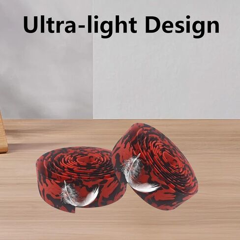2 Rolls Camouflage EVA Road Bike Handlebar Tape with Bar Plugs, Comfortable Grip Cycling Handle Wraps for Road, Mountain, BMX Bikes(Black & Red) in Saudi Arabia