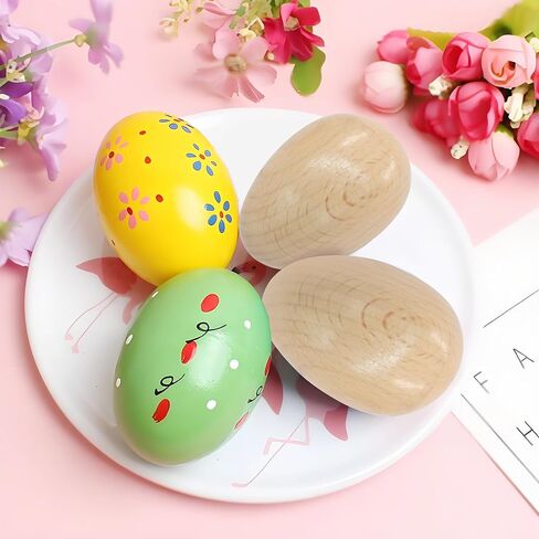 Hordion 2 PCS Wood Egg Shakers ، Maracas Shakers Wooden Hand Cercussion Endract in Saudi Arabia