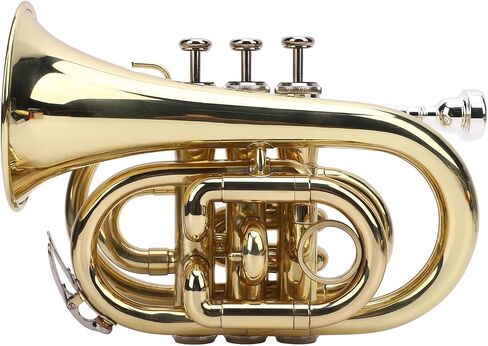BRASS POCKET TRUMPET KIT BRIGHT TONES FOR BEGINNERS AND STUDENTS GOLDEN in Saudi Arabia