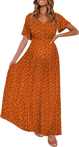Peauty Maternity Dresses with Decorative Button | Fall Maternity Dresses for Photoshoot, Baby Shower Dress in Saudi Arabia