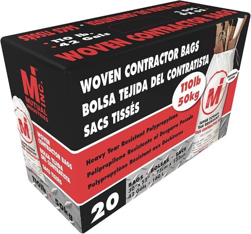 Mutual Industries Heavy Duty Woven Contractor Bag white, "28""x50""" 5 in a box. 110 pound Capacity in Saudi Arabia
