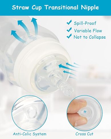 Sippy Nipples for Evenflo Balance Wide Neck Bottles, Soft 100% Silicone Wide Neck Spout Nipples, 6m+, 4 Count in Saudi Arabia