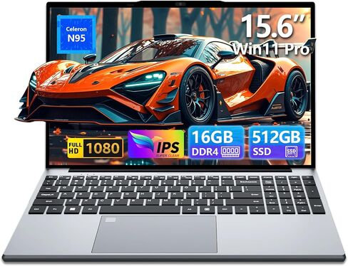 15.6 inch Gaming Laptop 2025, Laptop Computer with N95 Quad-Core up to 3.4GHz, 16GB DDR4 1TB SSD, Backlit Keyboard, Fingerprint Unlock, FHD 1920 * 1080, WiFi5, BT4.2, Win 11 Pro(Silver) in Saudi Arabia