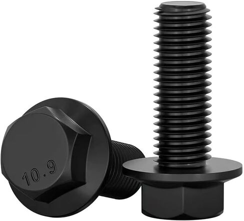 M6-1.0 x 16 mm Flanged Hex Head Bolts Flange Hexagon Screws, Full Thread, Alloy Steel, Zinc Plated, Quantity 20 in Kuwait