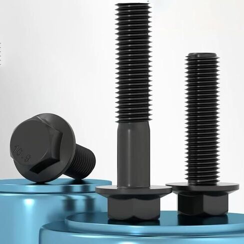 M6-1.0 x 16 mm Flanged Hex Head Bolts Flange Hexagon Screws, Full Thread, Alloy Steel, Zinc Plated, Quantity 20 in Kuwait