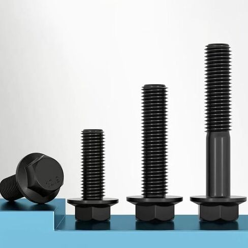 M6-1.0 x 16 mm Flanged Hex Head Bolts Flange Hexagon Screws, Full Thread, Alloy Steel, Zinc Plated, Quantity 20 in Kuwait