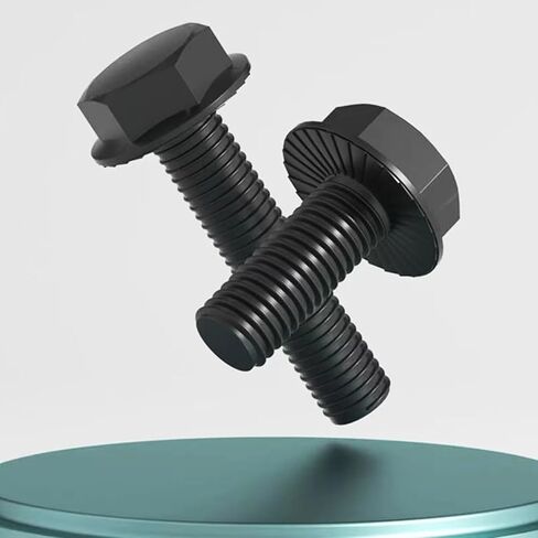 M6-1.0 x 16 mm Flanged Hex Head Bolts Flange Hexagon Screws, Full Thread, Alloy Steel, Zinc Plated, Quantity 20 in Kuwait
