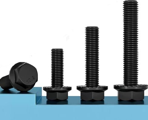 M6-1.0 x 16 mm Flanged Hex Head Bolts Flange Hexagon Screws, Full Thread, Alloy Steel, Zinc Plated, Quantity 20 in Kuwait
