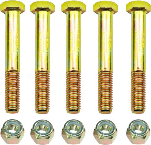 براغي القص من الدرجة الثانية 1/2 "× 3-1/2" للقاطع الدوار ، علبة تروس الجرار ، عن طريق جلفنة الألوان مع مجموعة صامدة قفل النايلون ، بواسطة Metalsuberg. (حزمة 5pcs) in Kuwait