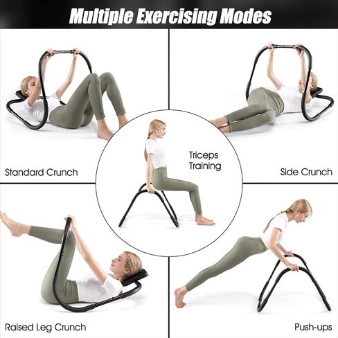 GYMAX Ab Cruncher, Abdominal Trainer Sit up Assistant Roller with Padded Headrest, Fitness Exercise Training Machine for Core Muscle, Home Gym Portable Ab Mat Trainer (Black) in Saudi Arabia