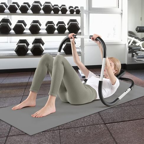 GYMAX Ab Cruncher, Abdominal Trainer Sit up Assistant Roller with Padded Headrest, Fitness Exercise Training Machine for Core Muscle, Home Gym Portable Ab Mat Trainer (Black) in Saudi Arabia