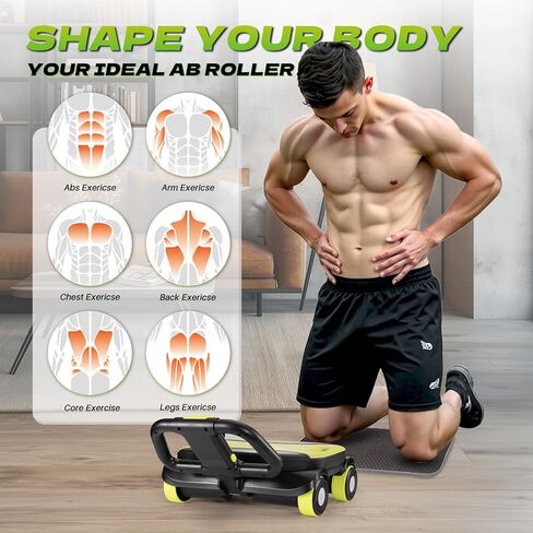 East Mount AB Roller Wheel - AB Roller مع دعم الكوع للتمرين الأساسي للدهون البطن التلقائي العجلة البطن للنساء المعدات الصالة الرياضية للرجال in Kuwait