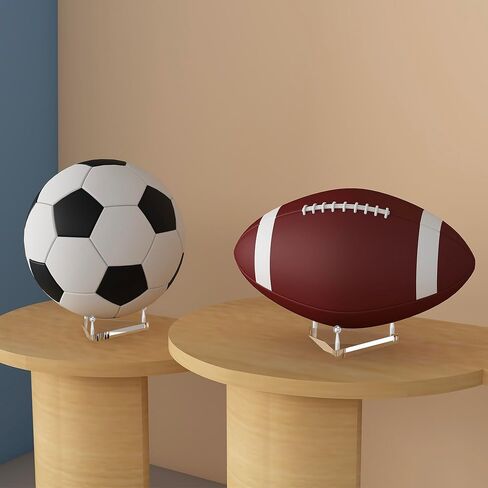 SVENJBB Ball Holder for Basketball, Football, Soccer, Volleyball, Crystals and Rocks, Clear Acrylic Ball Stand with Gold Pegs & Rubber Feet for Displaying Sports Memorabilia, 1 Pack in Saudi Arabia