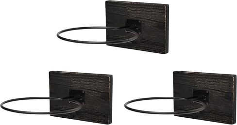 GENMOUS Set of 3 Wooden Basketball Holder, Wall Mounted Basketball Display for Men Boys Room Decor, Metal Ball Rack Stand for Football Volleyball Soccer Storage, Sports Decor for Home Bedroom (Wood) in Kuwait