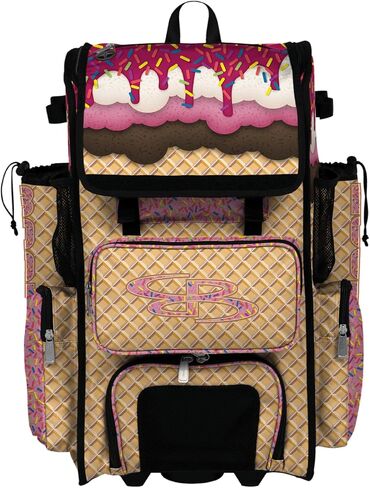 Boombah Superpack Hybrid Rolling Bat Bag - Wheeled & Backpack Version - Ice Cream Neapolitan Multi in Saudi Arabia