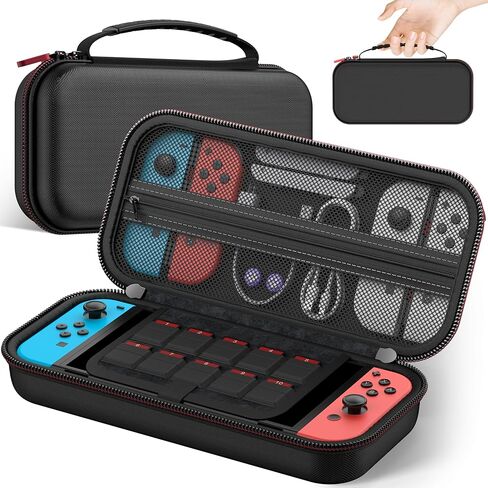 Switch 2 Case for Nintendo Switch 2 (2025)/Switch/OLED, with 4-in-1 Accessories Bundle Kit for Nintendo Switch 2, 1X Transparent Switch Protective Cover+2X Screen Protectors+4X Thumb Caps, Accessories Set with Carrying Case for Switch in Saudi Arabia