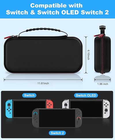 Switch 2 Case for Nintendo Switch 2 (2025)/Switch/OLED, with 4-in-1 Accessories Bundle Kit for Nintendo Switch 2, 1X Transparent Switch Protective Cover+2X Screen Protectors+4X Thumb Caps, Accessories Set with Carrying Case for Switch in Saudi Arabia