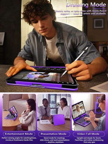 حالة لوحة مفاتيح شفافة لـ iPad Pro 12.9 بوصة 6th/ 5th/ 4th/ 3rd Gen ، Touch Case 360 ​​° تدور مع لوحة المفاتيح لـ iPad 12.9 بوصة ، لوحة التتبع ، 7 ألوان خلفية ، دائرة تقنية x in Kuwait