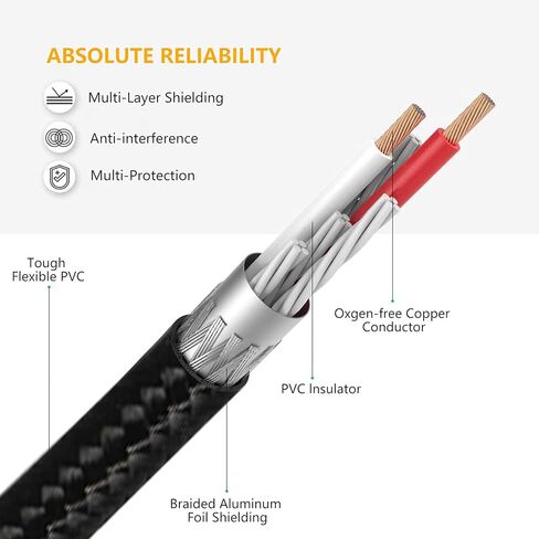 XLR 3 PIN DMX Cable 25ft ، XLR ذكر إلى أنثى كابل مضفرة من النايلون المتوازن لمصابيح DMX/Microphone ، مكبرات صوت ， الخلاط ， مكبر للصوت وجهاز الصوت ........... in Kuwait