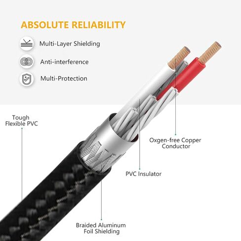 XLR 3 pin DMX Cable 25Ft, XLR Male to Female Balanced Nylon Braided Cable for DMX/Microphone Lights, Speakers，Mixer，Amplifier and Audio Device……… in Kuwait