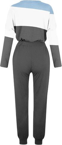 Two Piece Outfits for Women Two Piece Lounge Sets Color Block Patchwork Sweatshirt Jogger Pants 2025 Tracksuit in Saudi Arabia