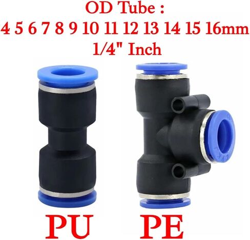 PU PE4-16mm 1/4" OD Tube Push To Connect Quick Release Pneumatic Fitting For Air Compressor Cylinder 1Pcs(11mm,PU) in Saudi Arabia
